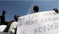  ?? (Mohamed Nureldin Abdallah/Reuters) ?? LONG-TERM TENSIONS. Dinkas stage a protest in Khartoum in September 2010 against the settlement of the Misseriya tribe in their area of Abyei.