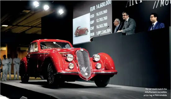  ??  ?? No car could match the Alfa Romeo’s incredible price-tag at Rétromobil­e