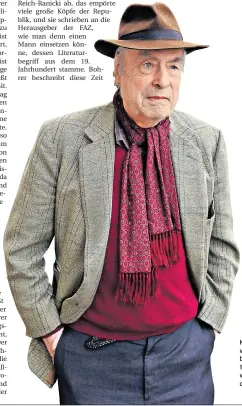  ?? FOTO: LAIF ?? Karl Heinz Bohrer wurde in Köln geboren. Zwischen 1968 und 1974 war er Literaturc­hef der FAZ.