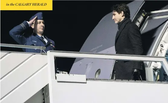  ?? PAUL CHIASSON / THE CANADIAN PRESS ?? Prime Minister Justin Trudeau arrives in Zurich, Switzerlan­d, on Monday to attend the Davos Economic Forum, where he is talking up Canada as a place to invest.