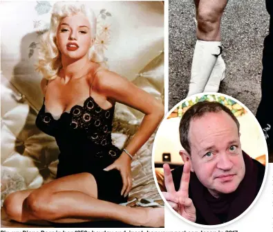  ??  ?? Pin-up: Diana Dors in her 1950s heyday and, inset, her youngest son Jason in 2017