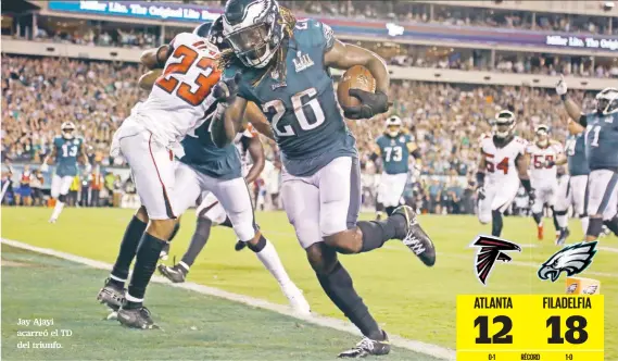  ??  ?? Jay Ajayi acarreó el TD del triunfo.