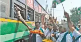  ??  ?? Farmers from Pudukkotta­i celebratin­g on Friday