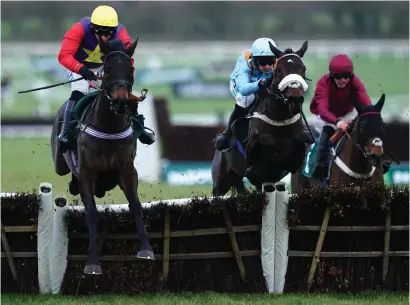  ?? ?? Nico de Boinville, centre, guides Marie’s Rock to victory at Cheltenham