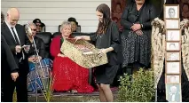  ?? PHOTO: CHRISTEL YARDLEY/STUFF ?? Kai a te Mata Marae welcomed Prime Minister Jacinda Ardern back home to Morrinsvil­le on Thursday. Ardern was gifted a wahakura (baby crib) named Tau Te Rangimarie.