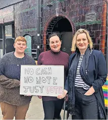  ??  ?? Amber Rudd, right, the Conservati­ve MP for Hastings, supports a campaign to win The People’s Projects funding for an LGBT Pride festival in the town.
