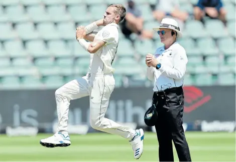  ?? Picture: ASHLEY VLOTMAN/GALLO IMAGES ?? ON ATTACK: Anrich Nortje of South Africa bowls during day one of the 3rd Test against England at St Georges Park