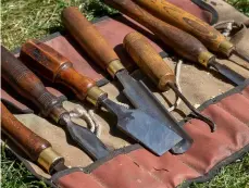  ??  ?? The tools of his trade, a large percentage of which he has bought for a few pounds at car-boot sales and antiques fairs, before repairing them