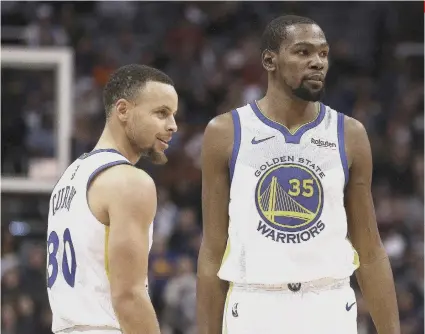  ?? AP FOTO ?? LEARNING PROCESS. Stephen Curry (left) said he improved as a basketball player and as a person in the three years he teamed up with Kevin Durant. /