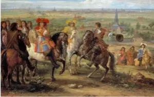  ??  ?? Louis XIV devant le prieuré de Fives au siège de Lille, en août 1667, d’Adam Frans Van der Meulen.