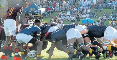  ?? Picture: GRAEME AV CLUB ?? IN IT GOES: Graeme scrumhalf Cullen Williams prepares to feed the scrum in their match against Dale in the Pam Golding Properties Graeme Rugby Day in Makhanda on Saturday. The game ended in a 14-14 draw