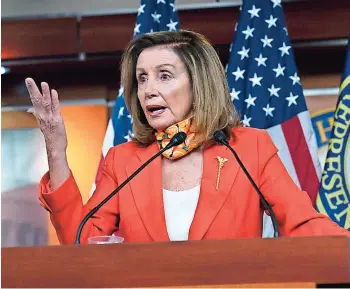  ??  ?? La presidenta de la cámara de representa­ntes de estados Unidos, la demócrata Nancy Pelosi