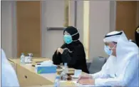  ??  ?? Minister of Public Health HE Dr Hanan Mohamed Al Kuwari attends a meeting of the COVID-19 System Wide Incident Command Committee (SWICC) on Monday.