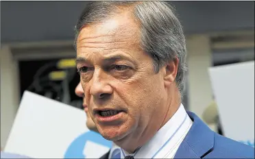  ??  ?? Brexit Party leader Nigel Farage shared his thoughts with the Kentish Express after plans for the Sevington site emerged