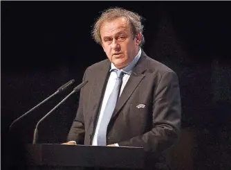  ?? FOTO: KLAMAR/AFP ?? Michel Platini wird keine Gelegenhei­t mehr haben, als Uefa-Präsident zu sprechen. Nachdem der Internatio­nale Sportgeric­htshof seine Sperre bestätigte, trat der Franzose zurück.