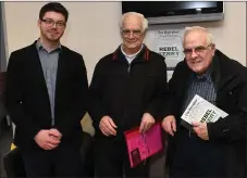  ??  ?? Noel O’Regan, Mercier Press; historian Ryle Dwyer and Sean Dwyer iat the launch of Rebel Kerry at The Kerryman office in Tralee.