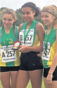  ??  ?? Charnwood AC’s U17 ladies winning team, from left to right: Lottie Davidson, Laura Aryeetey and Mia Atkinson.