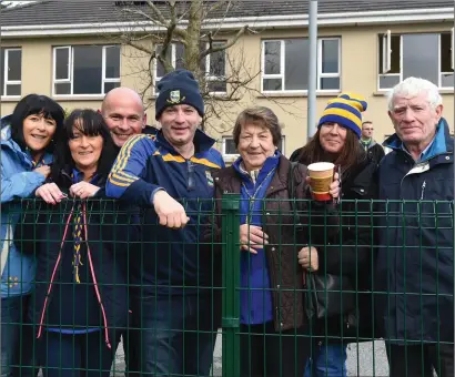  ??  ?? Beaufort supporters Mary Coffey, Karen and Mike Coffey, John Brendan and Joan O’Brien, Kathleen Gallagher and Jack O’Brien at the Munster JFC semi-final in Beaufort on Saturday.