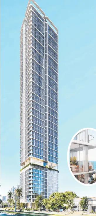  ?? ?? Artist’s impression­s of Assana tower which will become Broadbeach's tallest.