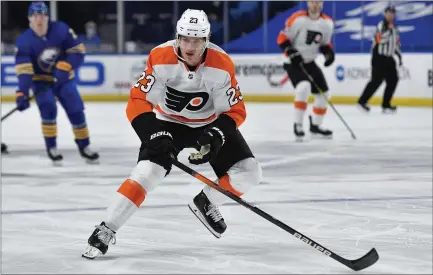  ?? ADRIAN KRAUS - THE ASSOCIATED PRESS ?? The Flyers expect to have Oskar Lindblom back in the lineup for Saturday’s game against the Islanders. The winger was scratched from Wednesday’s loss to Buffalo because head coach Alain Vigneault felt Lindblom and Nolan Patrick needed a rest.