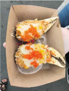  ?? MIA STAINSBY ?? Mr. Crabzy sells stuffed crab claws at the Richmond Night Market.