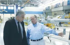  ?? (Yaakov Saar) ?? YESH ATID leader Yair Lapid visits Israel Aircraft Industry headquarte­rs yesterday.
