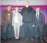  ?? Photo: FAIRFAX NZ ?? You’re our only hope: Mana leader Hone Harawera, Internet Party leader Leila Harre, party backer Kim Dotcom and Internet Party chief executive Vikram Kumar at the official launch of the Internet Party at The Langham Hotel in central Auckland yesterday.