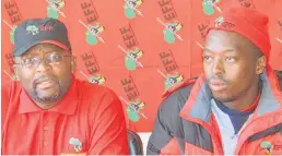  ?? Picture: ZOLILE MENZELWA ?? WELL DONE: The EFF’s Zolile Xalisa and Wonga Dunjwa thank voters in Chris Hani region for voting in last week’s elections