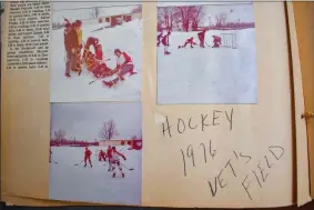  ?? CARLY STONE - MEDIANEWS GROUP ?? Pictures of people playing hockey in 1976at Veterans Memorial Playfield, found in an Oneida Recreation Center scrapbook.