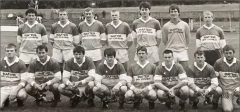  ??  ?? Duffry Rovers, Senior football champions in 1991, pictured prior to their semi-final victory over Sarsfields. Back (from left): Kevin Frayne, Paddy Fitzhenry, John Fitzhenry, Fran Fitzhenry, Louis Rafter, Nicky Murphy, Seamus Fitzhenry. Front (from left): Noel Fitzhenry, Aidan Jordan, Jay Mernagh, John Casey (capt.), Ger Fitzhenry, Pat O’Leary, Matty O’Leary, Ger O’Connor.