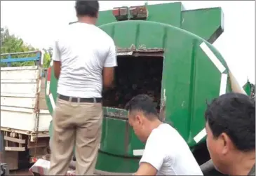  ?? SUPPLIED ?? Officials inspect a load of illegal rosewood found in the back of a seized tanker truck on Saturday.