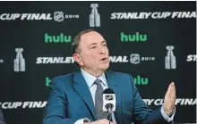  ?? ASSOCIATED PRESS FILE PHOTO ?? NHL commission­er Gary Bettman announced this week the NHL is following the NBA’s lead by partnering with MGM Resorts Internatio­nal and providing the company with data for use in sports betting.