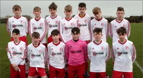  ??  ?? The Kilmore United squad before their Under-15 Cup exit to Gorey Rangers after extra-time.
