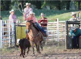  ?? Tim Conover ?? Local cowgirl Lillian Fletcher of Arnold, pictured above, competed in Breakaway Roping Friday night in Callaway. She had a time of 2.7 seconds which placed her second overall earning her a check for $916.35.