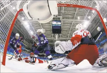  ?? BRUCE BENNETT — THE ASSOCIATED PRESS ?? For the first time in 20 years, NHL players have stayed home from the Winter Games. The Americans are in the knockout round starting today with a semifinal against Finland.