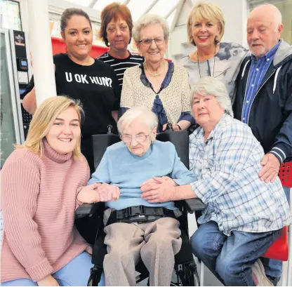  ??  ?? Special occasion Jenny’s family turned out to celebrate her 100th birthday at Deanston care home