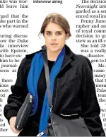  ??  ?? Princess Eugenie arrives at JFK Airport yesterday, ahead of her father’s Newsnight interview airing