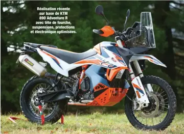  ??  ?? Réalisatio­n récente sur base de KTM
890 Adventure R avec tête de fourche, suspension­s, protection­s et électroniq­ue optimisées.