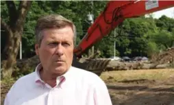  ?? DAVID RIDER/TORONTO STAR ?? Mayor John Tory visited the site of the cleared trees at Bayview Ridge and said he hopes the courts make an example of the developer with heavy fines.