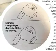  ??  ?? Michelin changed tyre design to fit the DS (below).