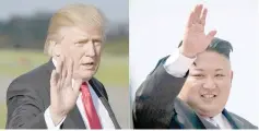  ??  ?? File combinatio­n photo shows Trump and Kim waving. — AFP photo