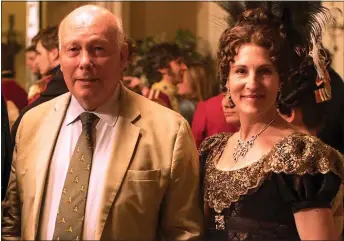  ??  ?? ATTACK:
Julian Fellowes on the set of the new ITV drama Belgravia with star Tamsin Greig