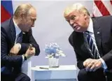  ??  ?? Beim Gipfel sprachen Donald Trump (r.) und Wladimir Putin erstmals persönlich miteinande­r. Foto: AP