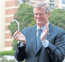  ?? STUART CAHILL / BOSTON HERALD ?? POLITICAL SKILLS: Gov. Charlie Baker, seen at a groundbrea­king at the Lynn YMCA earlier this month, has been careful not to offend voters across the political spectrum.