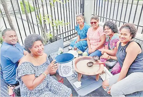  ?? Picture: SUPPLIED ?? Members of the public who came to support the appeal for STC Yasa victims at Weta Coffee in Suva enjoy kava.