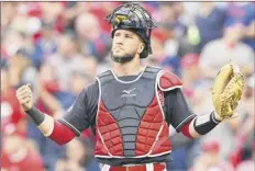  ?? Jason Miller / Getty Images ?? A number of teams were reportedly interested in Yan Gomes of the Indians. He winds up going to the Nationals.