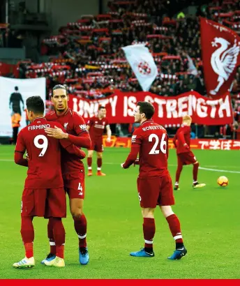  ??  ?? Above left Van Dijk has added steel to the Reds’ backline in their title bidAbove right Passionate Klopp “really knows how to ‘get’ to players” and is “a great man-manager”