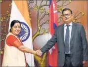  ?? PTI FILE ?? External affairs minister Sushma Swaraj is scheduled to arrive in Kathmandu next week to take part in a ministeria­l meet.