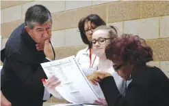  ??  ?? MICHIGAN: In this file photo, a challenge is reviewed on a ballot during a statewide presidenti­al election recount in Waterford Township, Michigan.