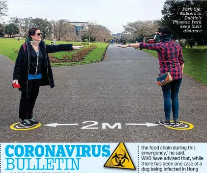  ??  ?? Park life: Walkers in Dublin’s Phoenix Park keep their distance